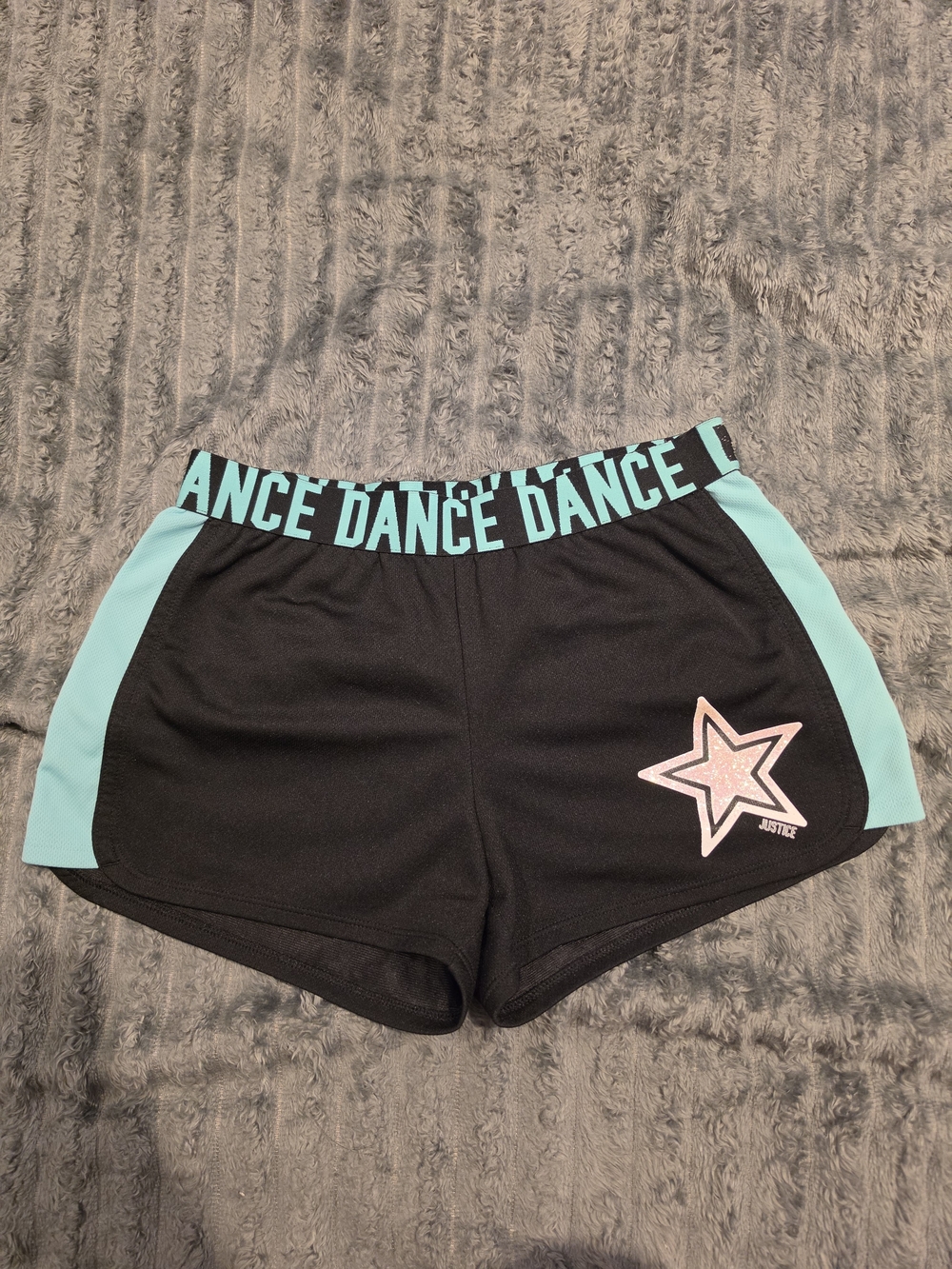 JUSTICE Black & Teal Dance Shorts